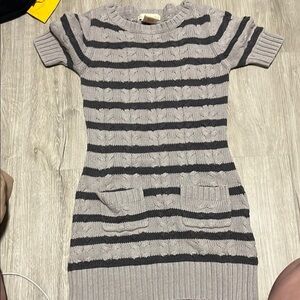 Striped Gray Sweater Dress